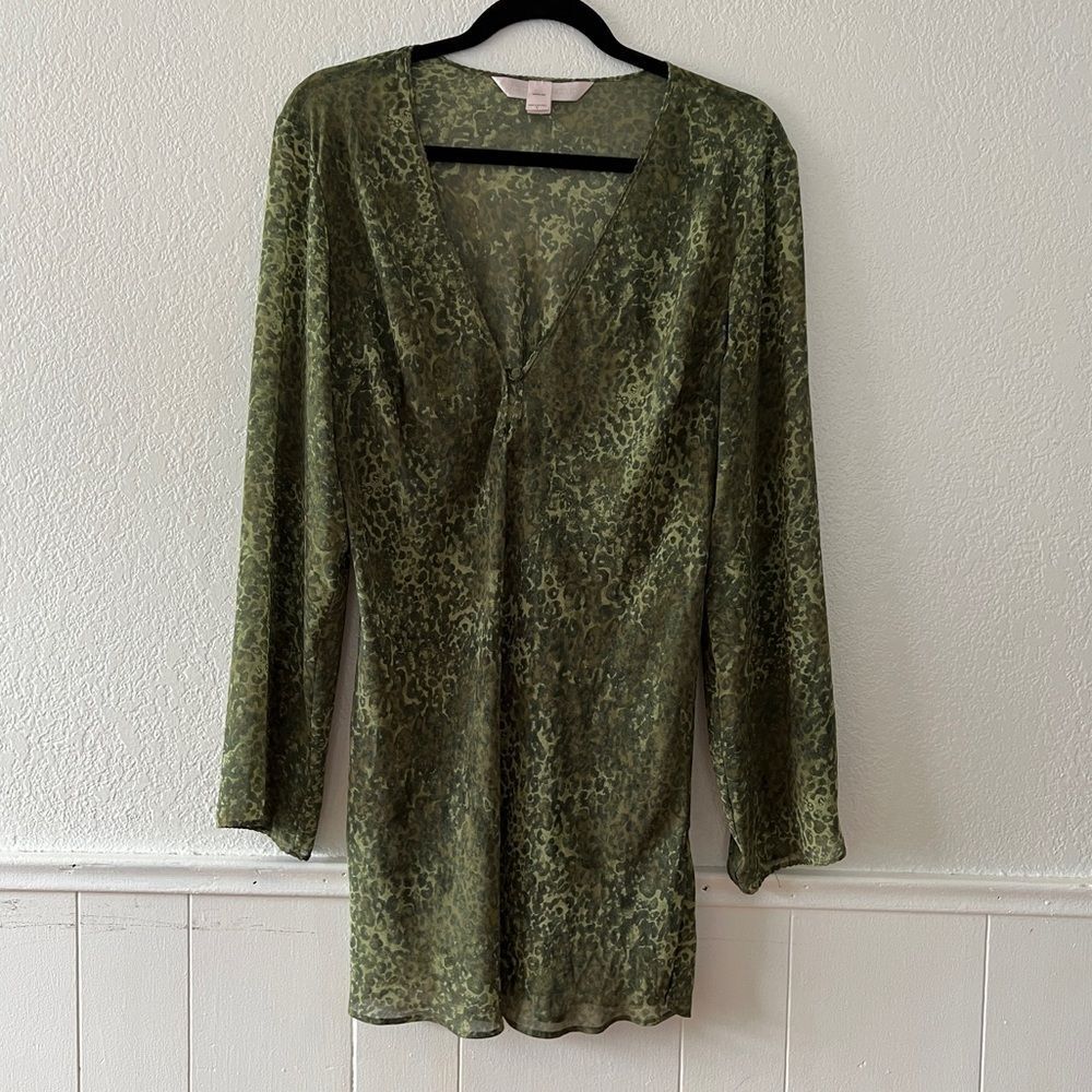 Vintage Victorias Secret olive green semi sheer Y2K mini dress dolly L - Picture 9 of 12